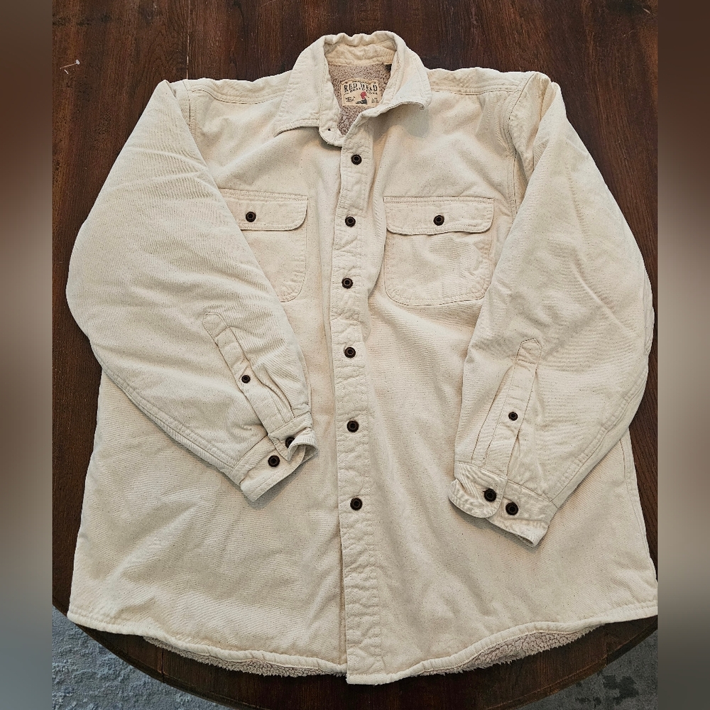 RedHead Men's Cream Sherpa Lined Shirt Jacket
